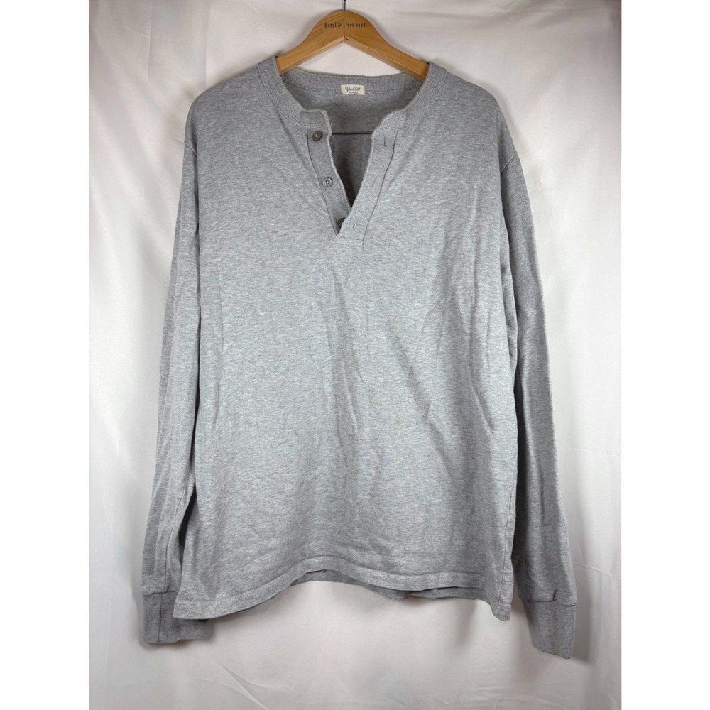 John Galt California Gray Long Sleeve Henley Cotton Shirt Made in Italy